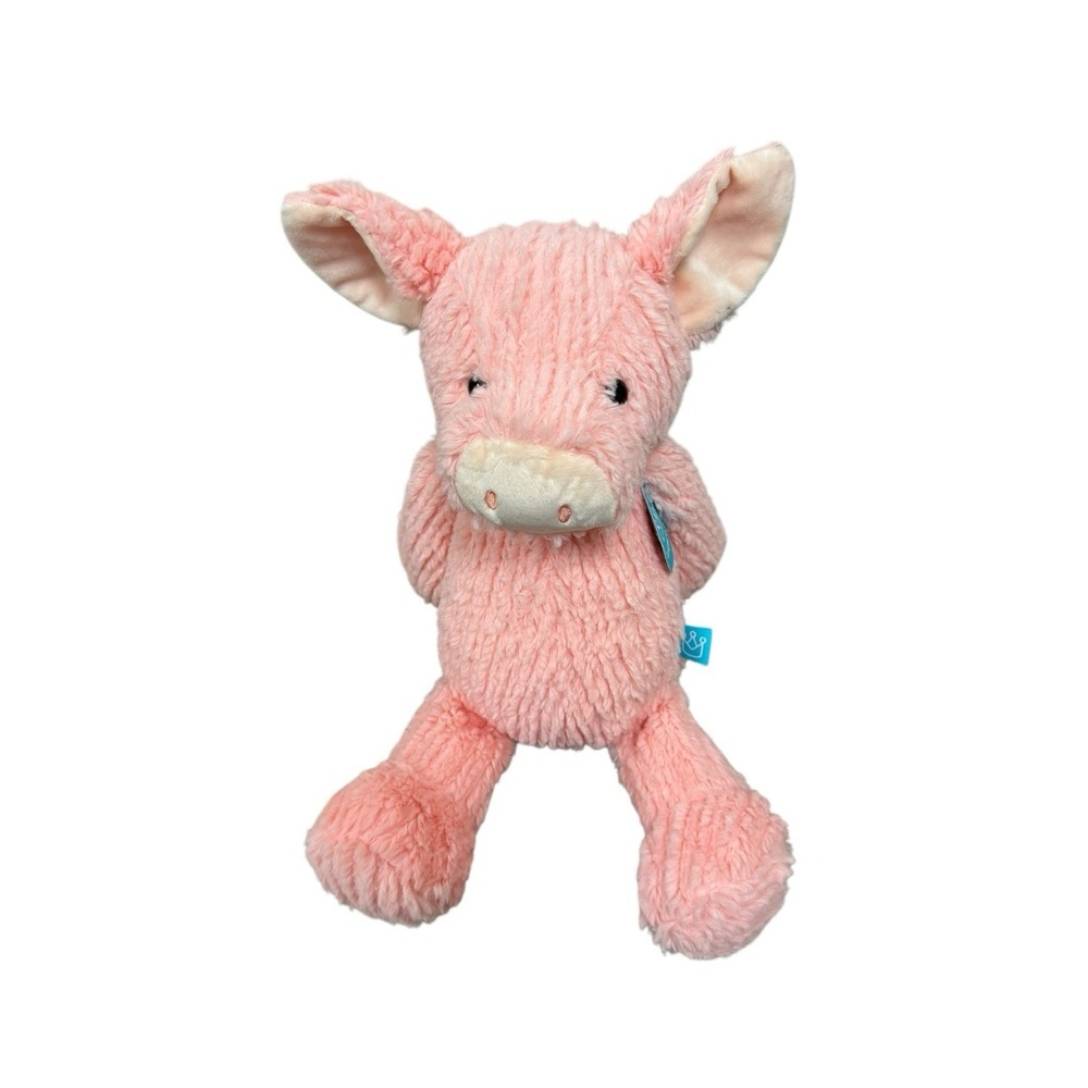Manhattan Toy Company Adorables Peaches Pig Plush Lovey Toy Boa Fabric Pink 14"